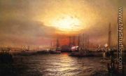 Sunrise from Chapman Dock and Old Brooklyn Navy Yard, East River, New York - Elisha (Taylor) Baker