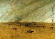 Fire in a Missouri Meadow and a Party of Sioux Indians Escaping from It, Upper Missouri - George Catlin