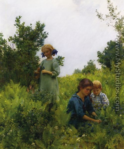 Blueberries and Ferns - Charles Curran