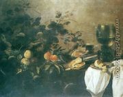 Still Life with a Cup, Ham and Fruit - Pieter Claesz.