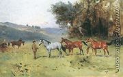 Horses Near the Forest's Edge - Thaddaus von Ajdukiewicz