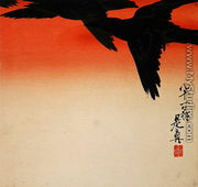 Crows in Flight at Sunrise, 1888 - Shibata Zeshin