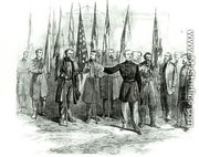 General Custer presenting captured Confederate flags in Washington on October 23rd 1864 - Alfred R. Waud