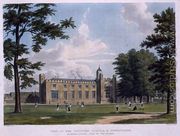 View of the Southern Schools and Dormitories of Rugby School from the Playground, from History of Rugby School, part of History of the Colleges, engraved by Joseph Constantine Stadler (fl.1780-1812) pub. by R. Ackermann, 1816 - William Westall