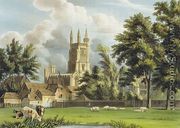 Winchester College from the Meadow, from History of Winchester College, part of History of the Colleges, engraved by Joseph Constantine Stadler (fl.1780-1812) pub, by R. Ackermann, 1816 - William Westall