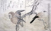Jay on the right and an Owl on the left, from an album Birds compared in Humorous Songs, 1791 - Kitagawa Utamaro