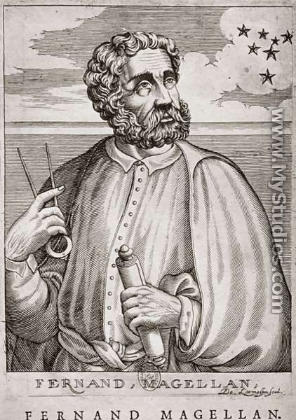Portrait of Ferdinand Magellan c.1480-1521 from Lives of Illustrious Men, engraved by De LAumessin - Andre Thevet