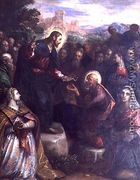 Christ Delivering the Keys to St. Peter with St. Jacinta and St. Justina of Padua - Domenico Tintoretto (Robusti)