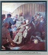 Execution of Tsar Nicholas II 1868-1918 and his Family at Yekaterinburg, 17th July 1918, from Histoire des Soviets by H. de Weindel, 1923-24 - S. Sarmat