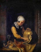 An Old Woman Scouring a Pot, c.1660 - Godfried Schalcken