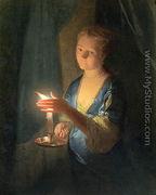 A Lady holding a Candle - Godfried Schalcken