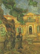 Pine Trees With Figure In The Garden Of Saint Paul Hospital - Vincent Van Gogh