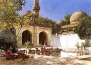 Figures In The Courtyard Of A Mosque - Edwin Lord Weeks