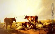Cattle And Sheep In A Landscape - Thomas Sidney Cooper