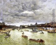 The Seine At Paris With The Pont Du Carousel Aka The Seine At Paris Pont Alexander III - Frank Myers Boggs