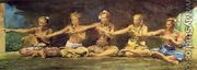 Siva Dance  Five Figures  Vaiala  Samoa  Taele Weeping In The Corner - John La Farge