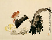 Rooster, Hen and Chicks - Shibata Zeshin