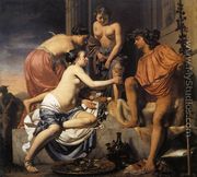 Nymphs Offering the Young Bacchus Wine, Fruit and Flowers  1670-78 - Caesar Van Everdingen