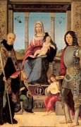 The Virgin and Child with Saints Benedict and Quentin - Francesco Marmitta