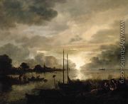 Estuary Landscape by Moonlight - Aert van der Neer