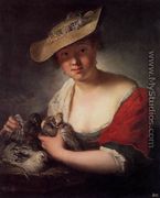 Girl with Pigeons 1728 - Antoine Pesne